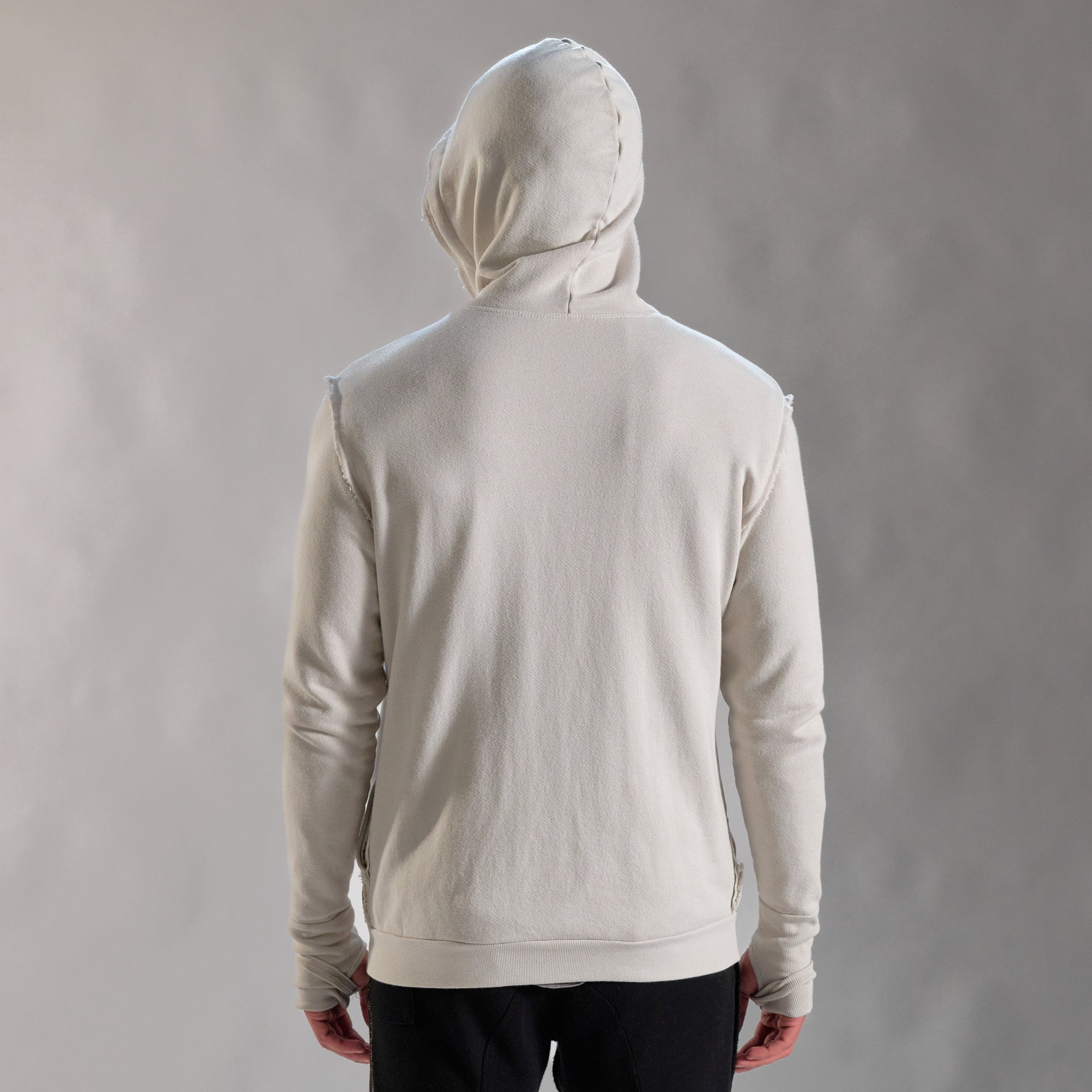 RAW ZIP HOODIE / WHITE STONE