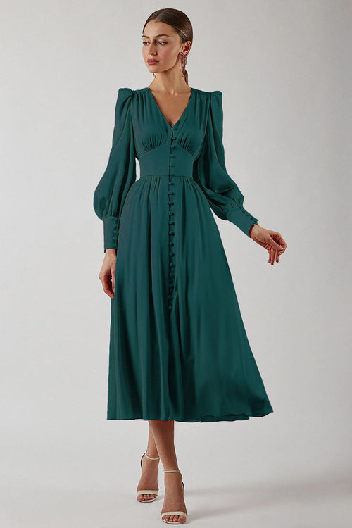Catalina | Women's V-Neck Long Sleeve Midi Dress