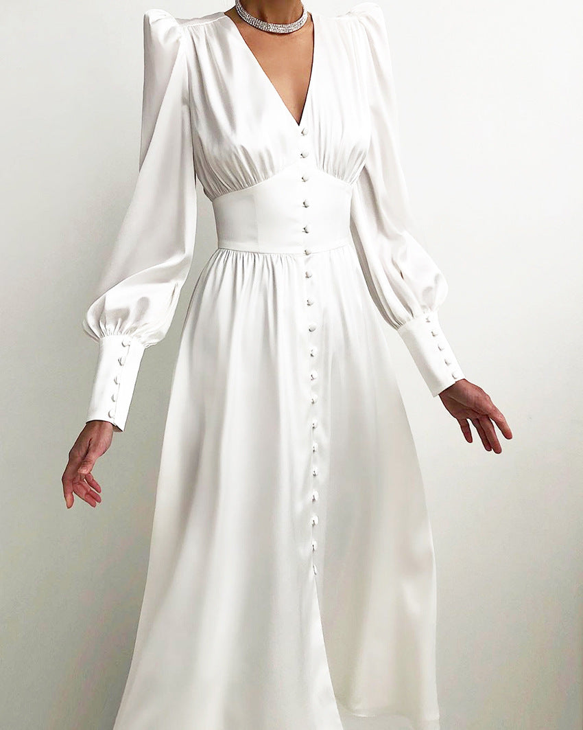 Catalina | Women's V-Neck Long Sleeve Midi Dress