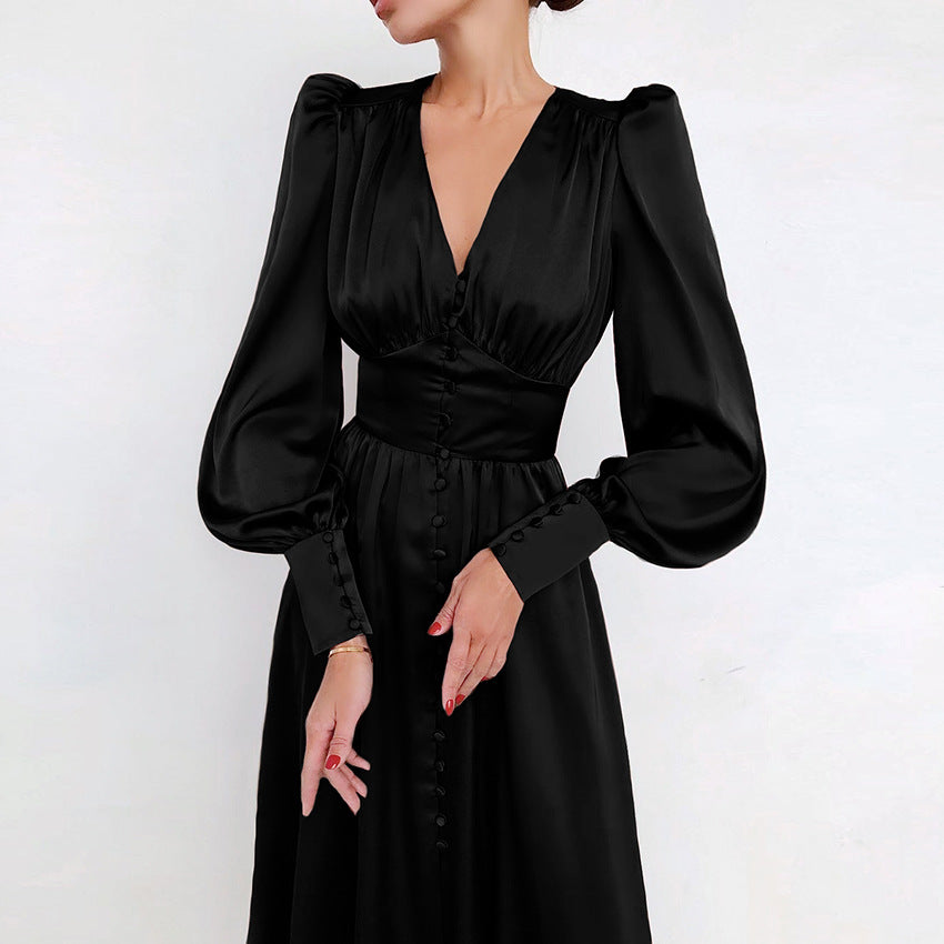 Catalina | Women's V-Neck Long Sleeve Midi Dress