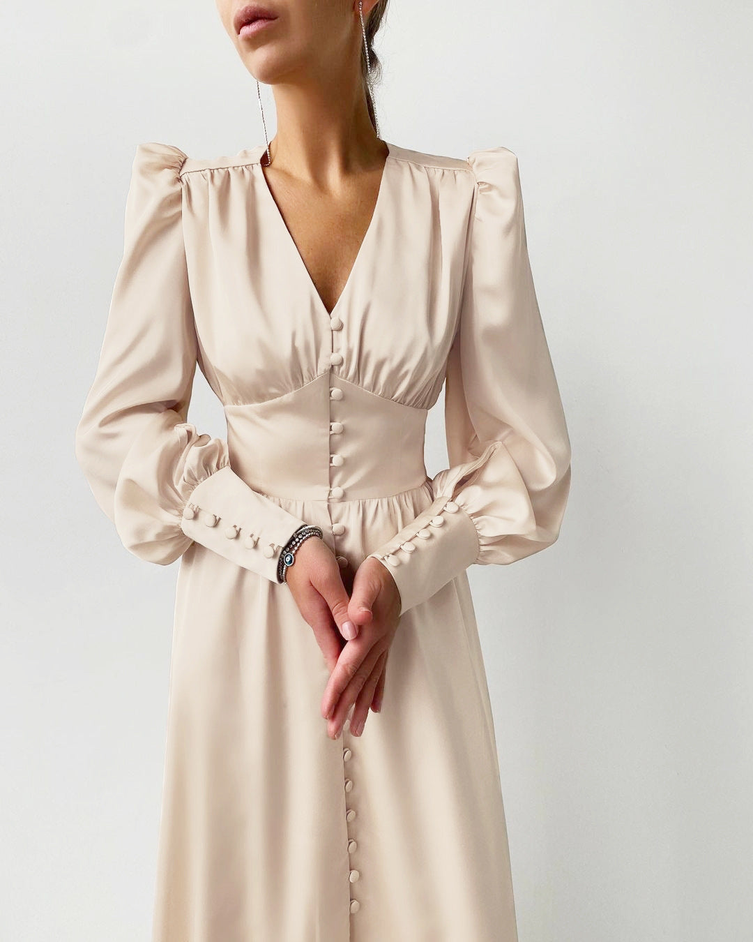 Catalina | Women's V-Neck Long Sleeve Midi Dress