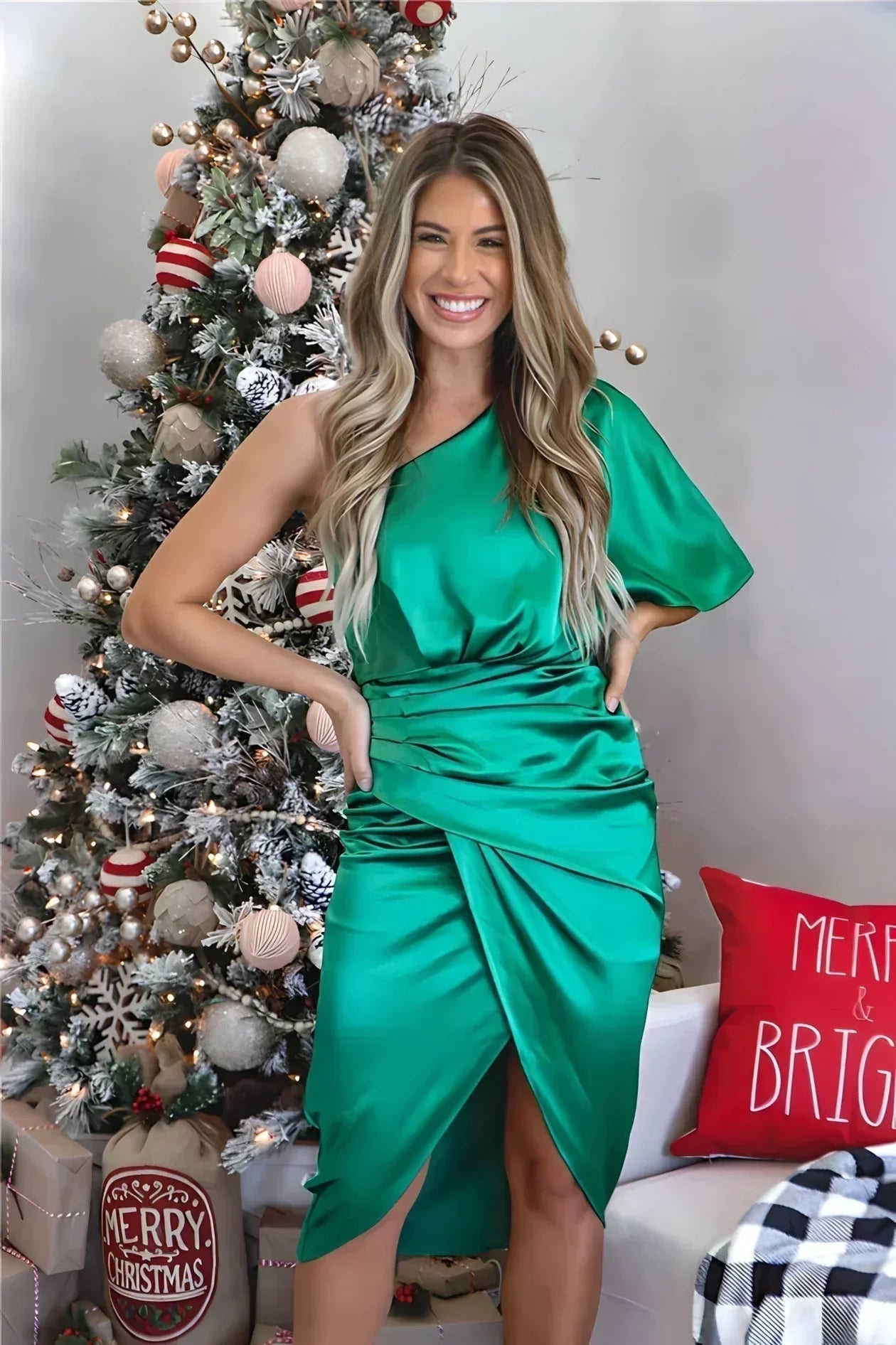 Celeste | Women's One Shoulder Asymmetric Midi Dress