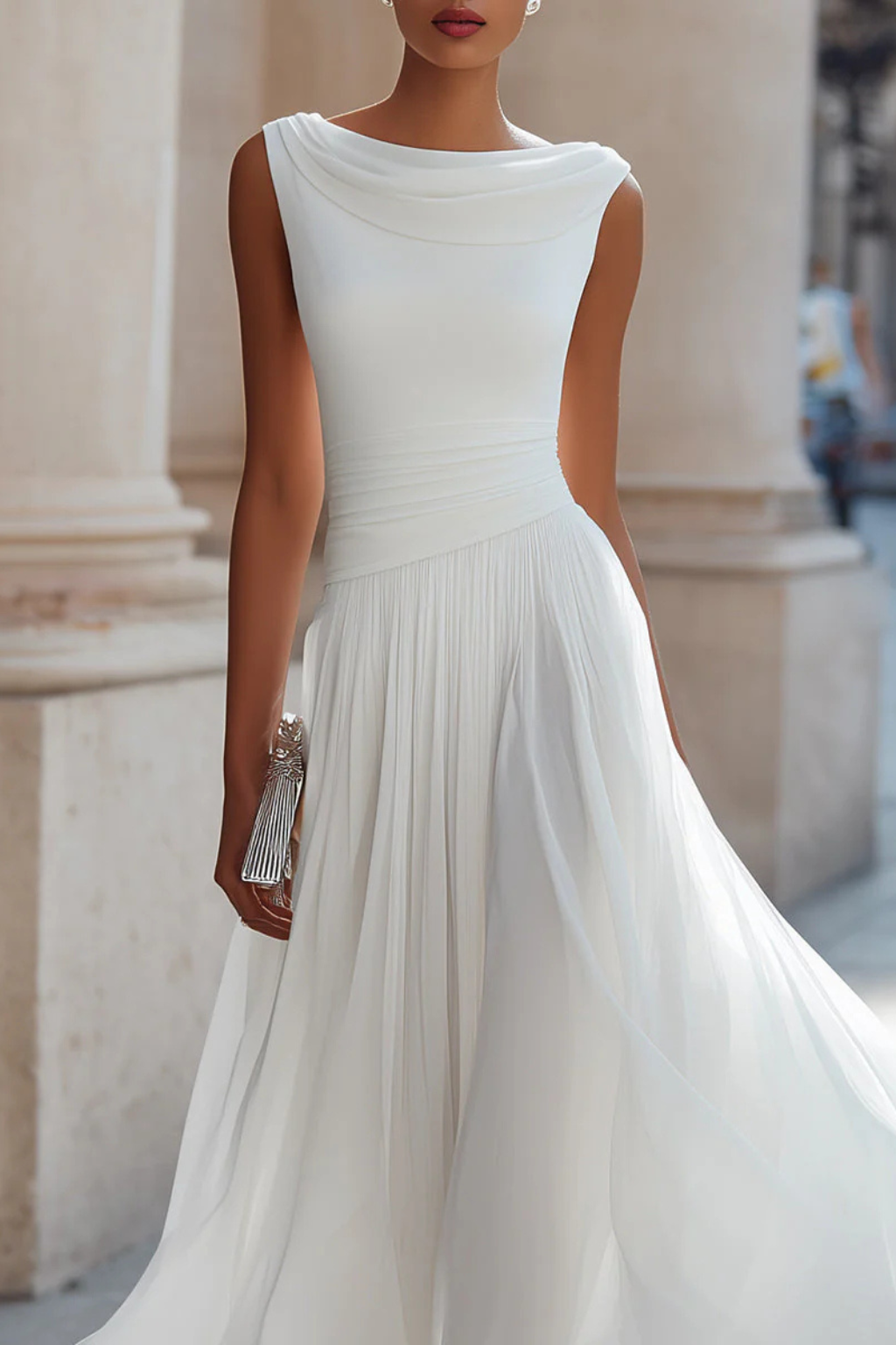 Celeste | Women's Sleeveless Pleated Midi Dress