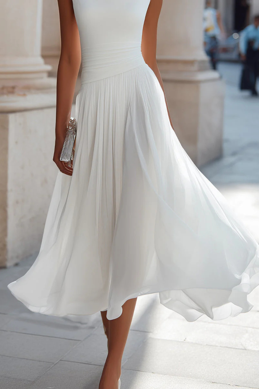 Celeste | Women's Sleeveless Pleated Midi Dress