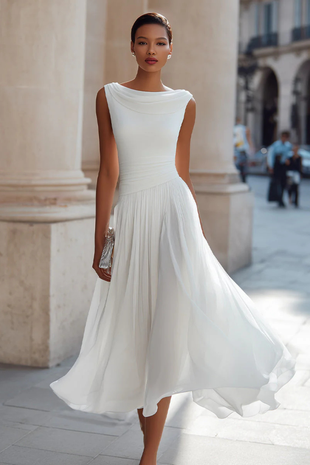 Celeste | Women's Sleeveless Pleated Midi Dress