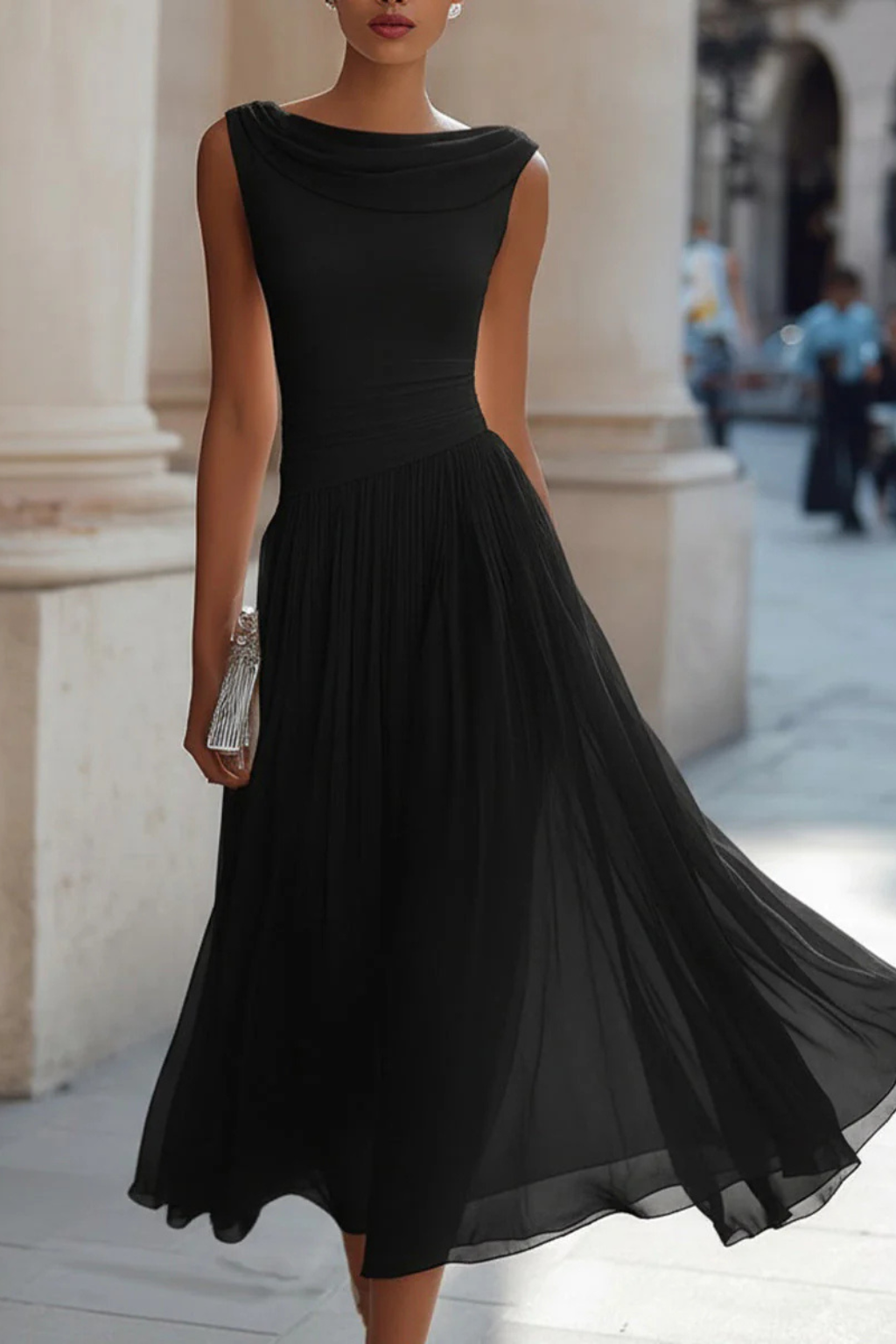Celeste | Women's Sleeveless Pleated Midi Dress