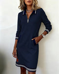 Chloe | Women's Zip Front Collared Midi Dress