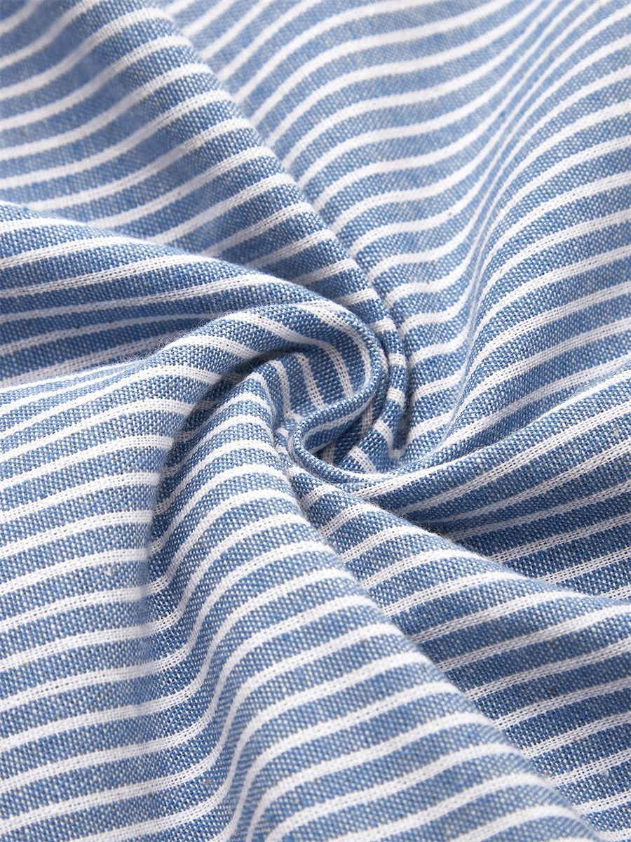 Iris | Women's Striped Short Sleeve Midi Dress with Buttons