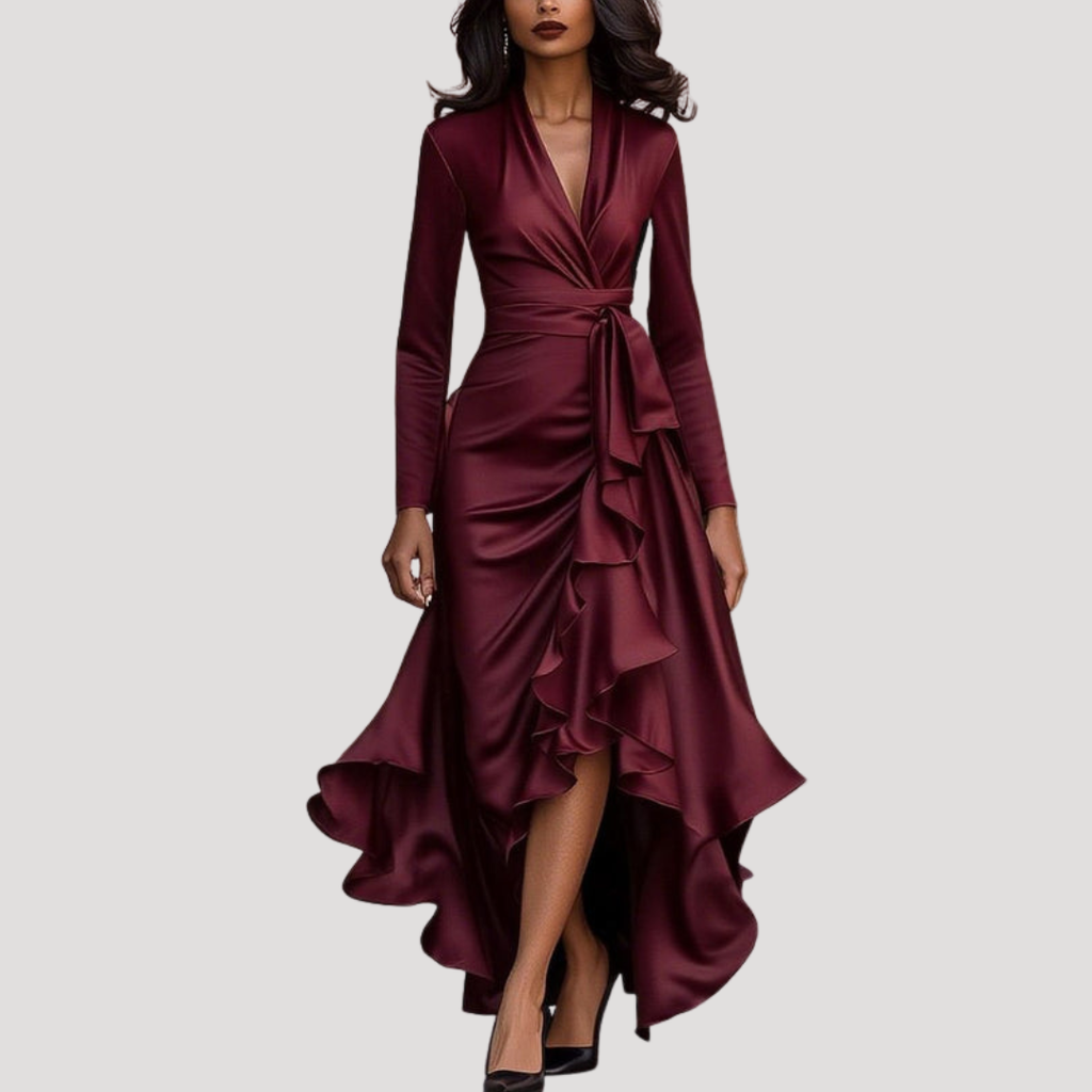 Juliana | Women's Long Sleeve Wrap Evening Dress