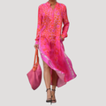 Lucienne | Women's Leopard Print Long Sleeve Midi Dress