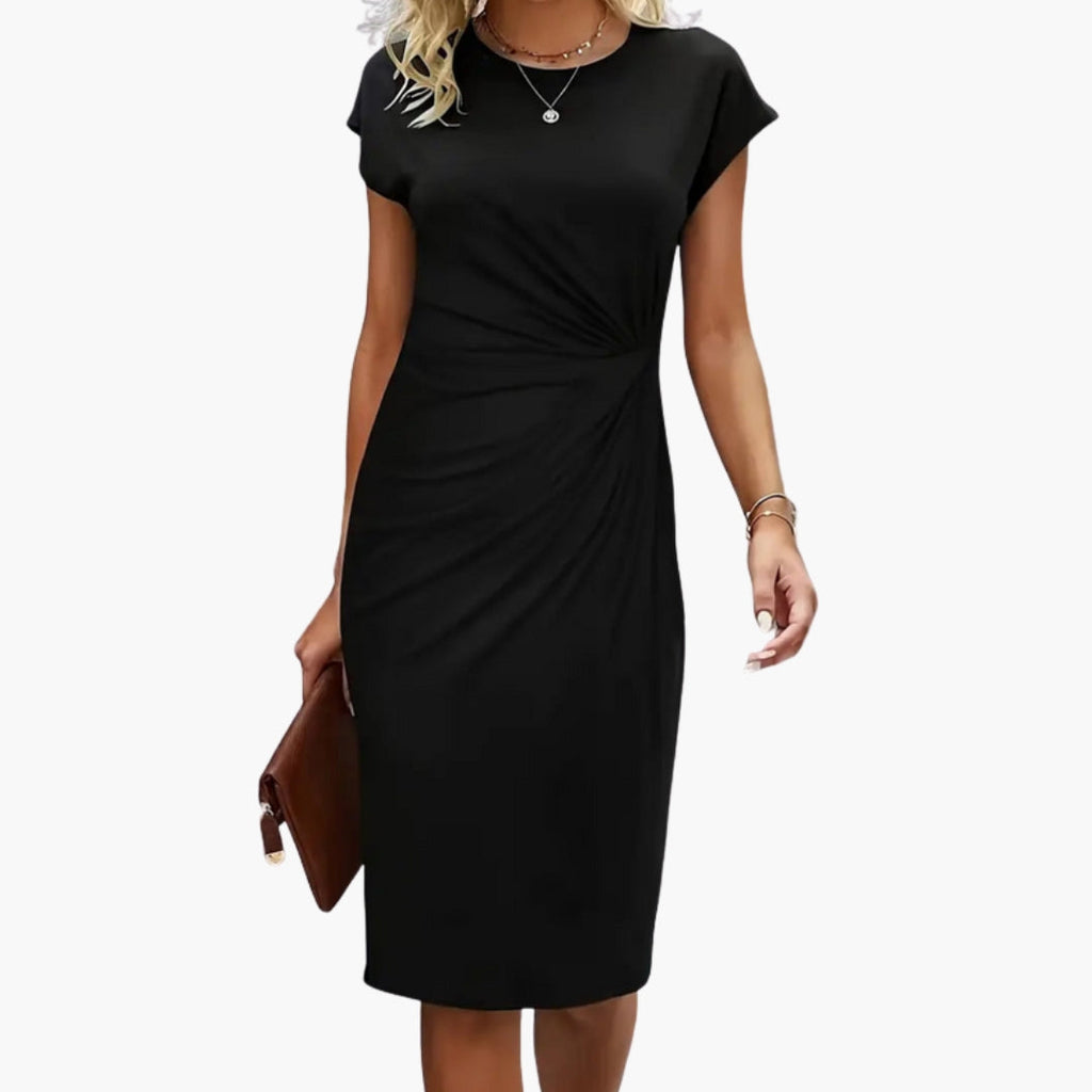 Lucille | Women's Round Neck Short Sleeve Midi Dress