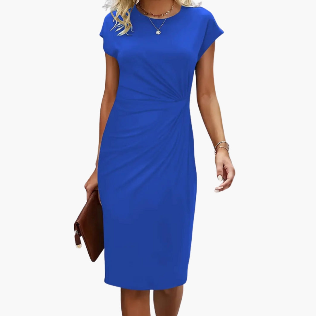 Lucille | Women's Round Neck Short Sleeve Midi Dress