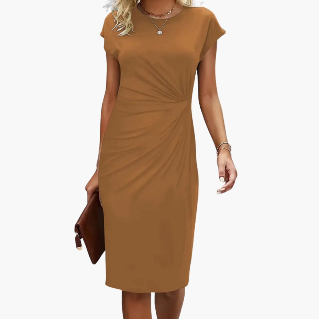 Lucille | Women's Round Neck Short Sleeve Midi Dress