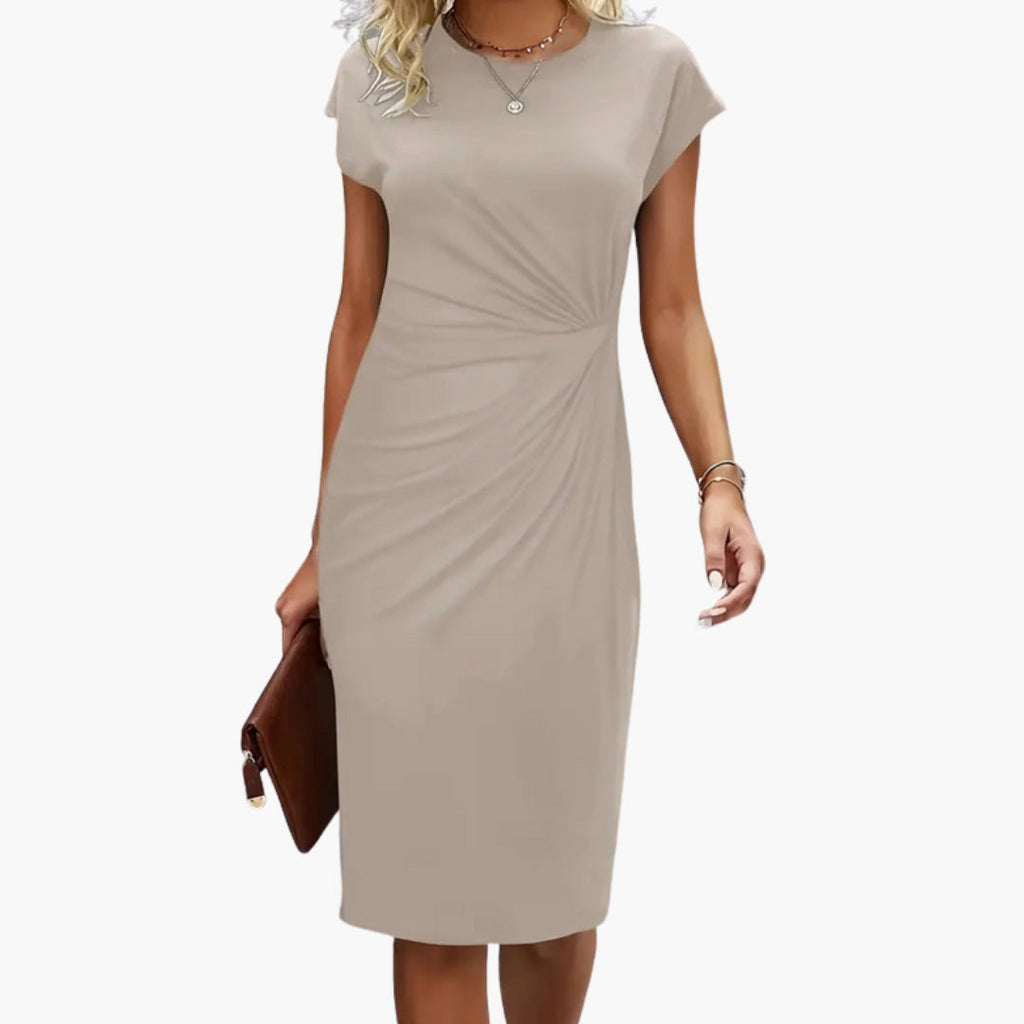 Lucille | Women's Round Neck Short Sleeve Midi Dress