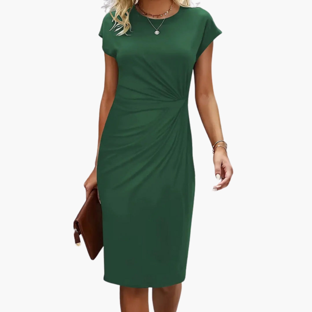 Lucille | Women's Round Neck Short Sleeve Midi Dress