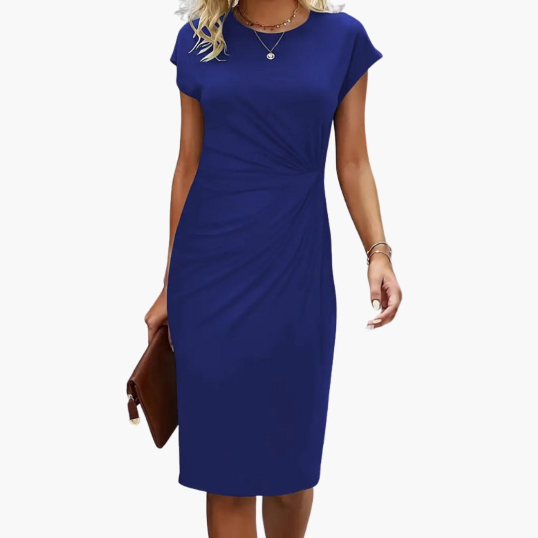 Lucille | Women's Round Neck Short Sleeve Midi Dress