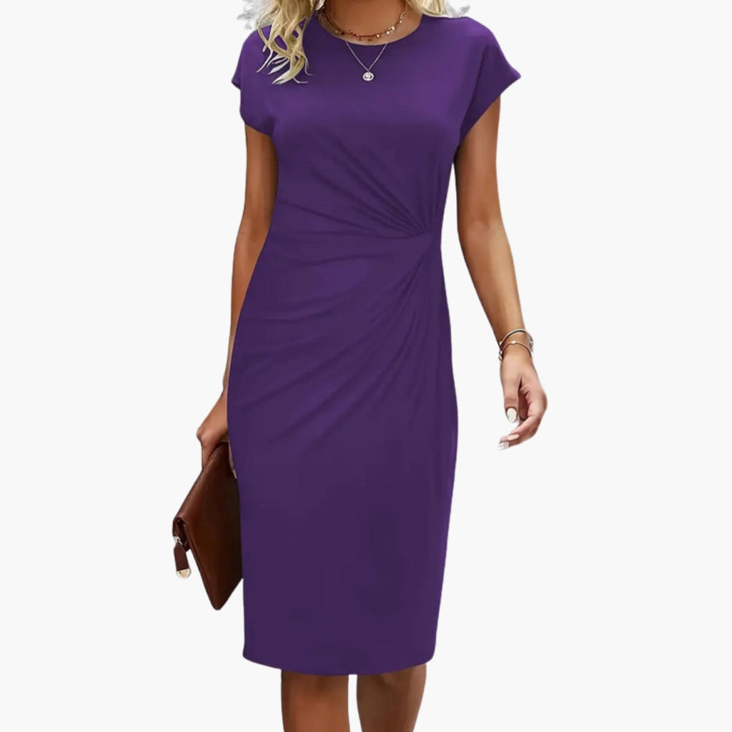 Lucille | Women's Round Neck Short Sleeve Midi Dress