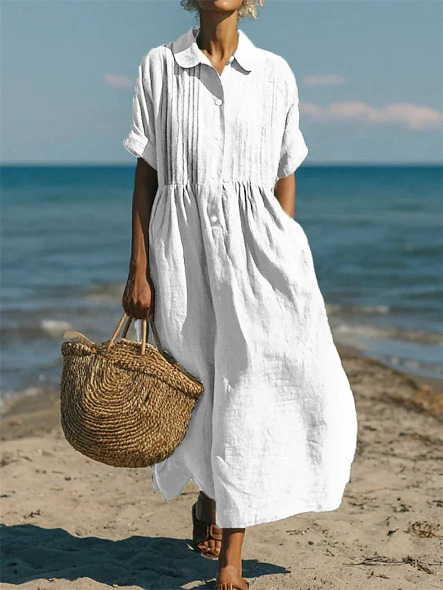 Meredith | Women's Collared Button Front Midi Dress