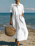Meredith | Women's Collared Button Front Midi Dress
