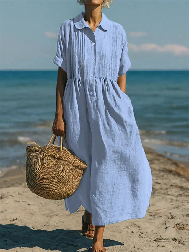 Meredith | Women's Collared Button Front Midi Dress