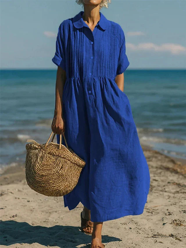 Meredith | Women's Collared Button Front Midi Dress