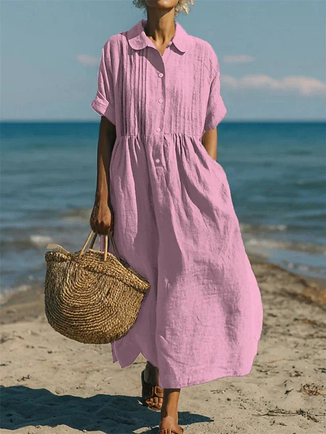 Meredith | Women's Collared Button Front Midi Dress