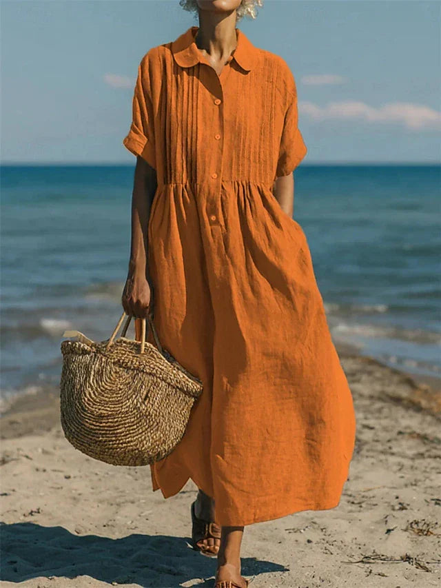 Meredith | Women's Collared Button Front Midi Dress