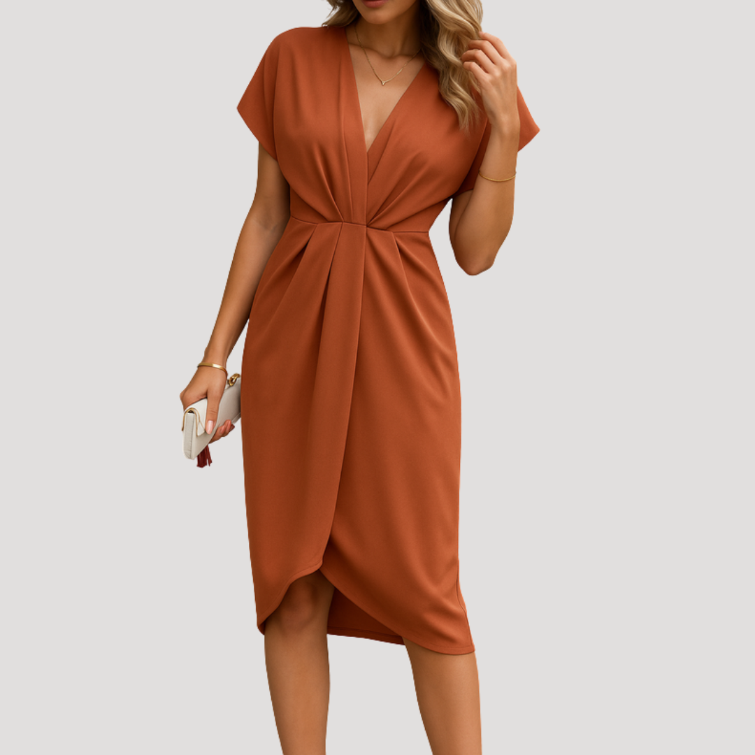 Nerissa | Women's V-Neck Wrap Midi Dress