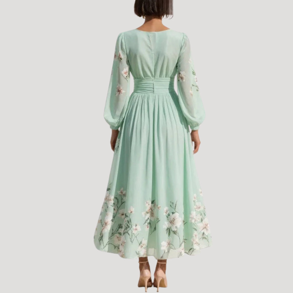 Octavia | Women's V-Neck Floral Long Sleeve Midi Dress