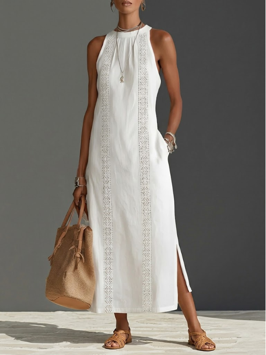 Octaviana | Women's Embroidered Sleeveless Midi Dress
