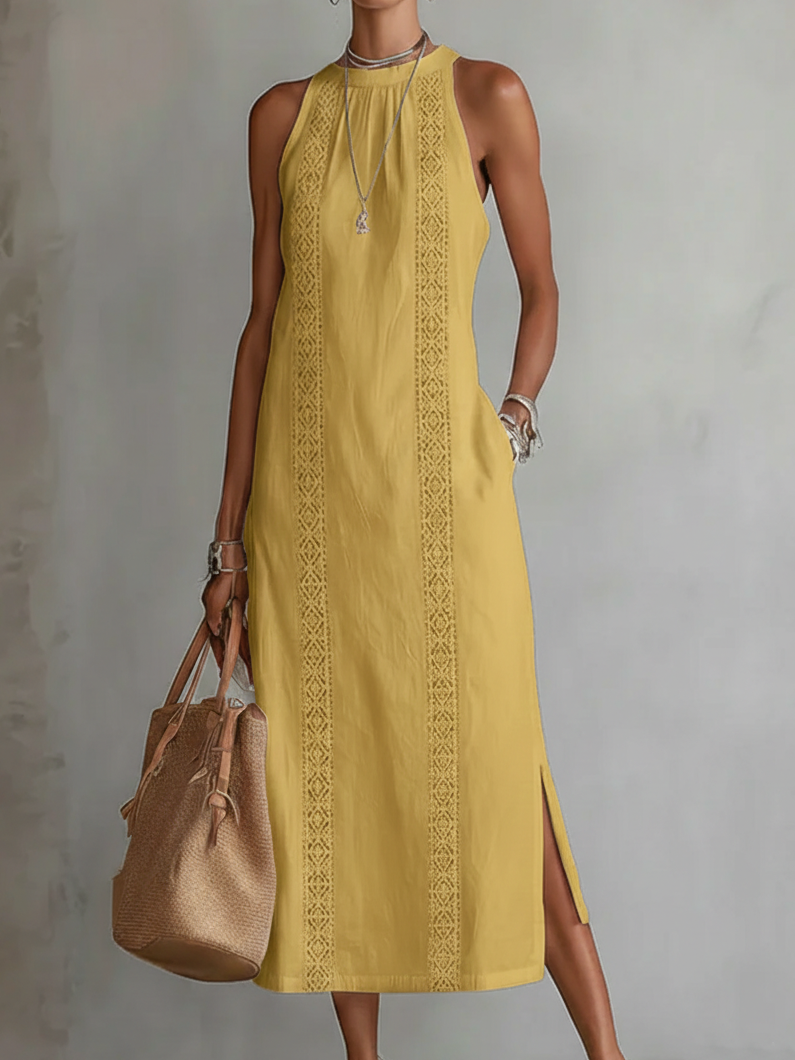 Octaviana | Women's Embroidered Sleeveless Midi Dress