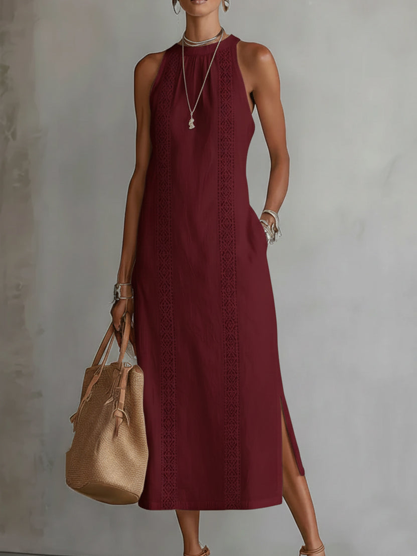 Octaviana | Women's Embroidered Sleeveless Midi Dress