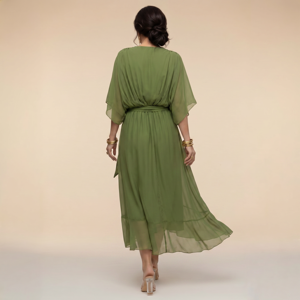Penelope | Women's V-Neck Wrap Midi Dress
