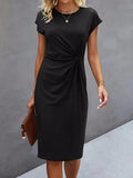 Persephone | Women's Twist Front Short Sleeve Midi Dress