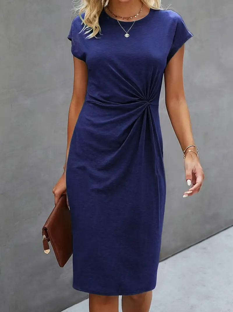 Persephone | Women's Twist Front Short Sleeve Midi Dress