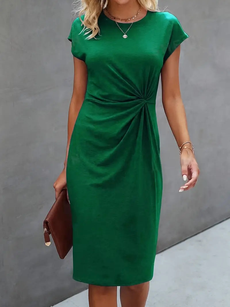 Persephone | Women's Twist Front Short Sleeve Midi Dress