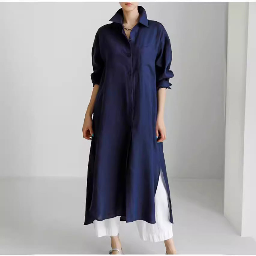 Ravenna | Women's Collared Button Down Midi Shirt Dress