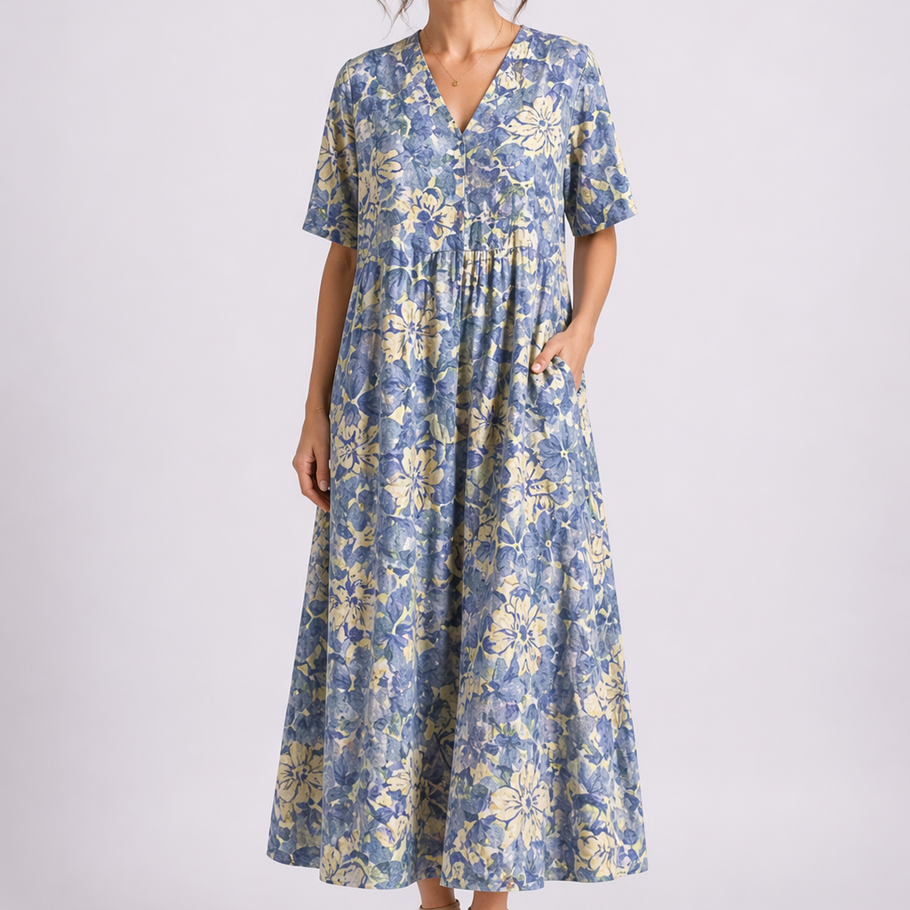 Tempest | Women's Floral V-Neck Short Sleeve Midi Dress