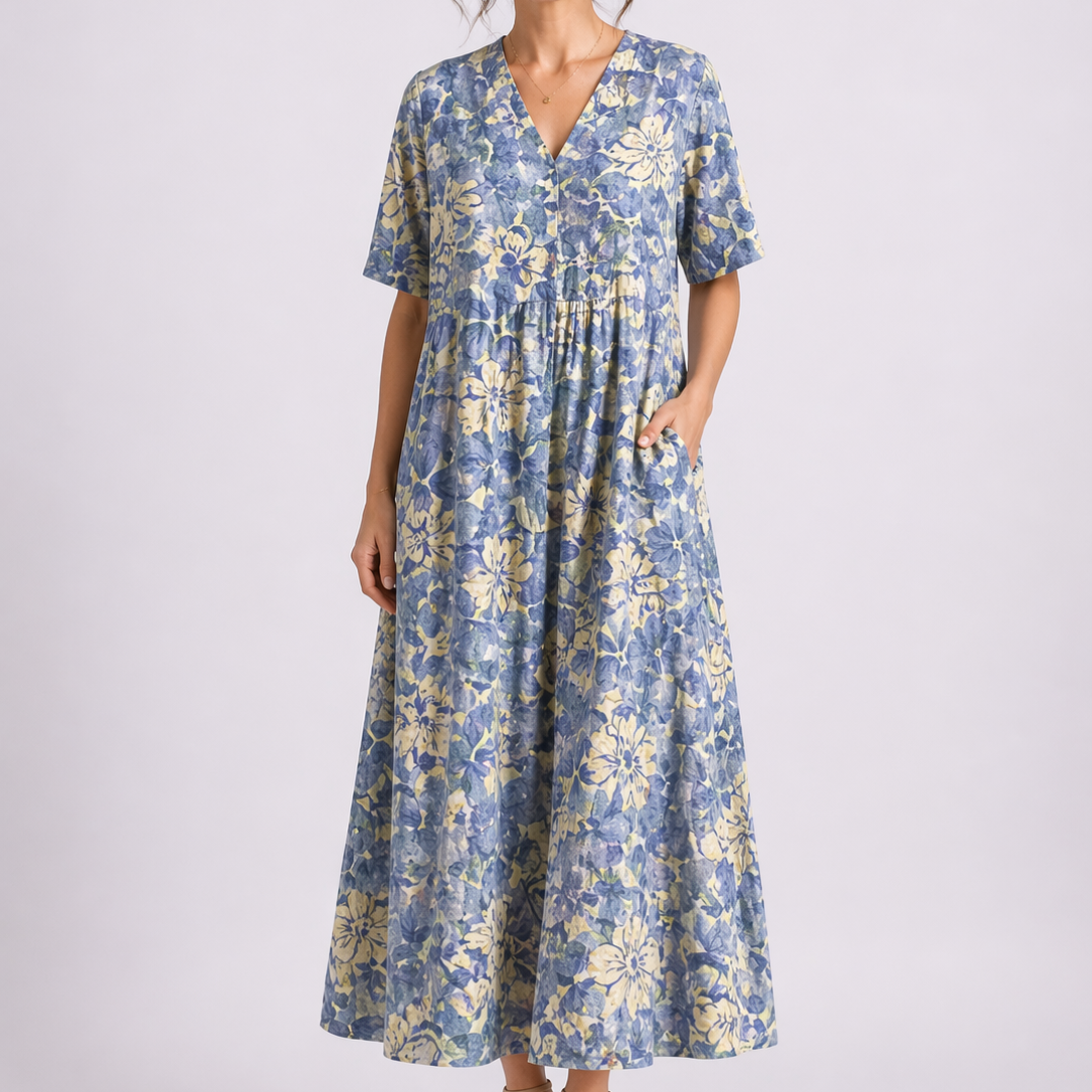 Tempest | Women's Floral V-Neck Short Sleeve Midi Dress