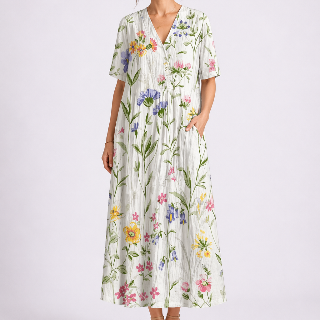 Tempest | Women's Floral V-Neck Short Sleeve Midi Dress