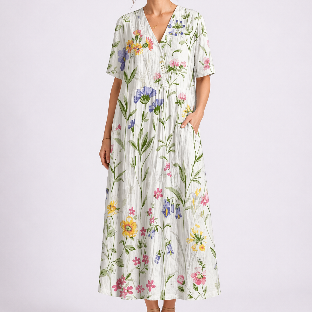 Tempest | Women's Floral V-Neck Short Sleeve Midi Dress