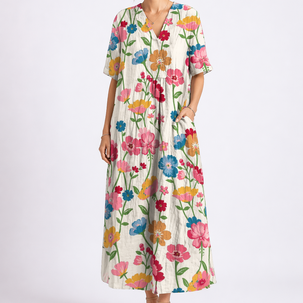 Tempest | Women's Floral V-Neck Short Sleeve Midi Dress