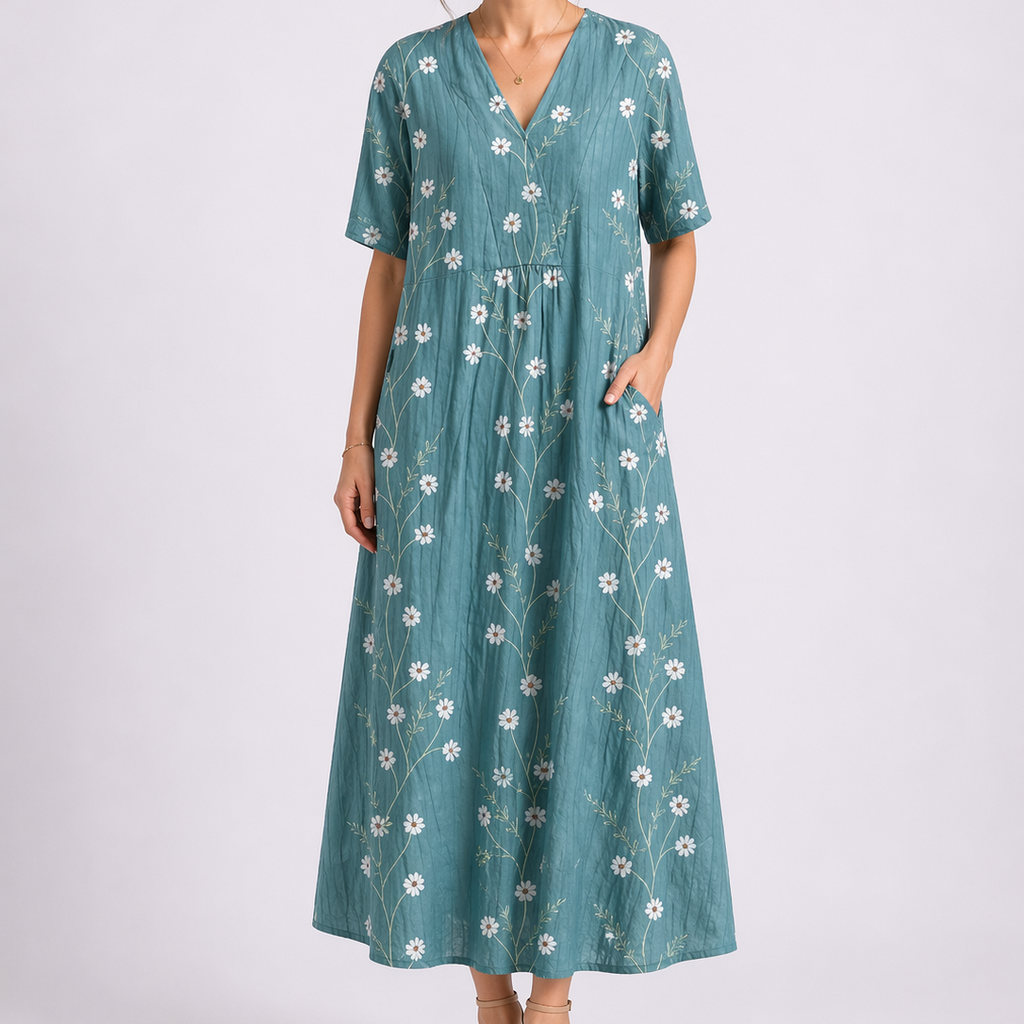 Tempest | Women's Floral V-Neck Short Sleeve Midi Dress