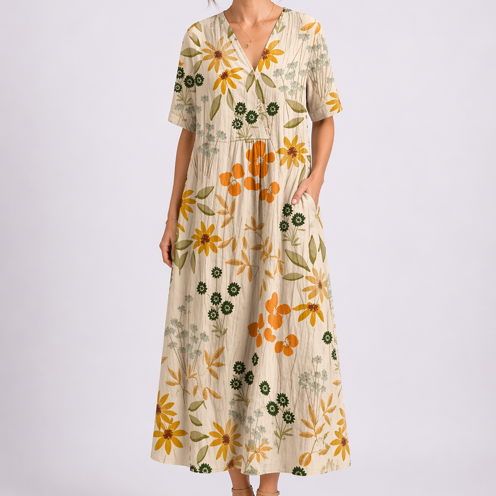 Tempest | Women's Floral V-Neck Short Sleeve Midi Dress