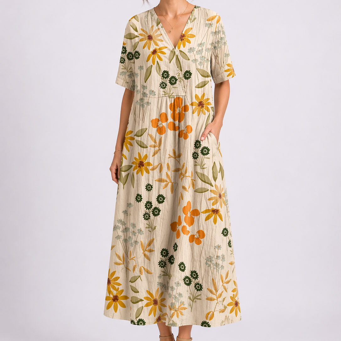 Tempest | Women's Floral V-Neck Short Sleeve Midi Dress