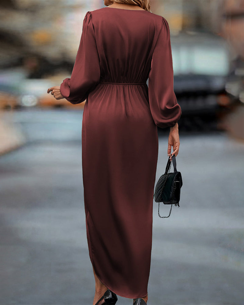 Theodora | Women's Long Sleeve Wrap Midi Dress