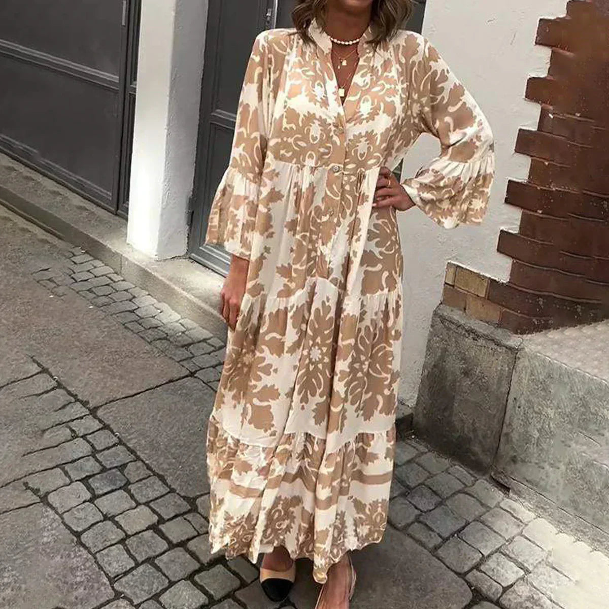 Valencia | Women's Floral Long Sleeve Midi Dress