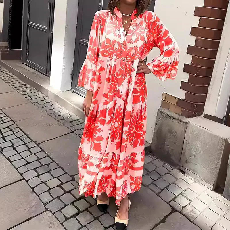 Valencia | Women's Floral Long Sleeve Midi Dress