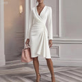 Vespera | Women's Long Sleeve Wrap Midi Dress
